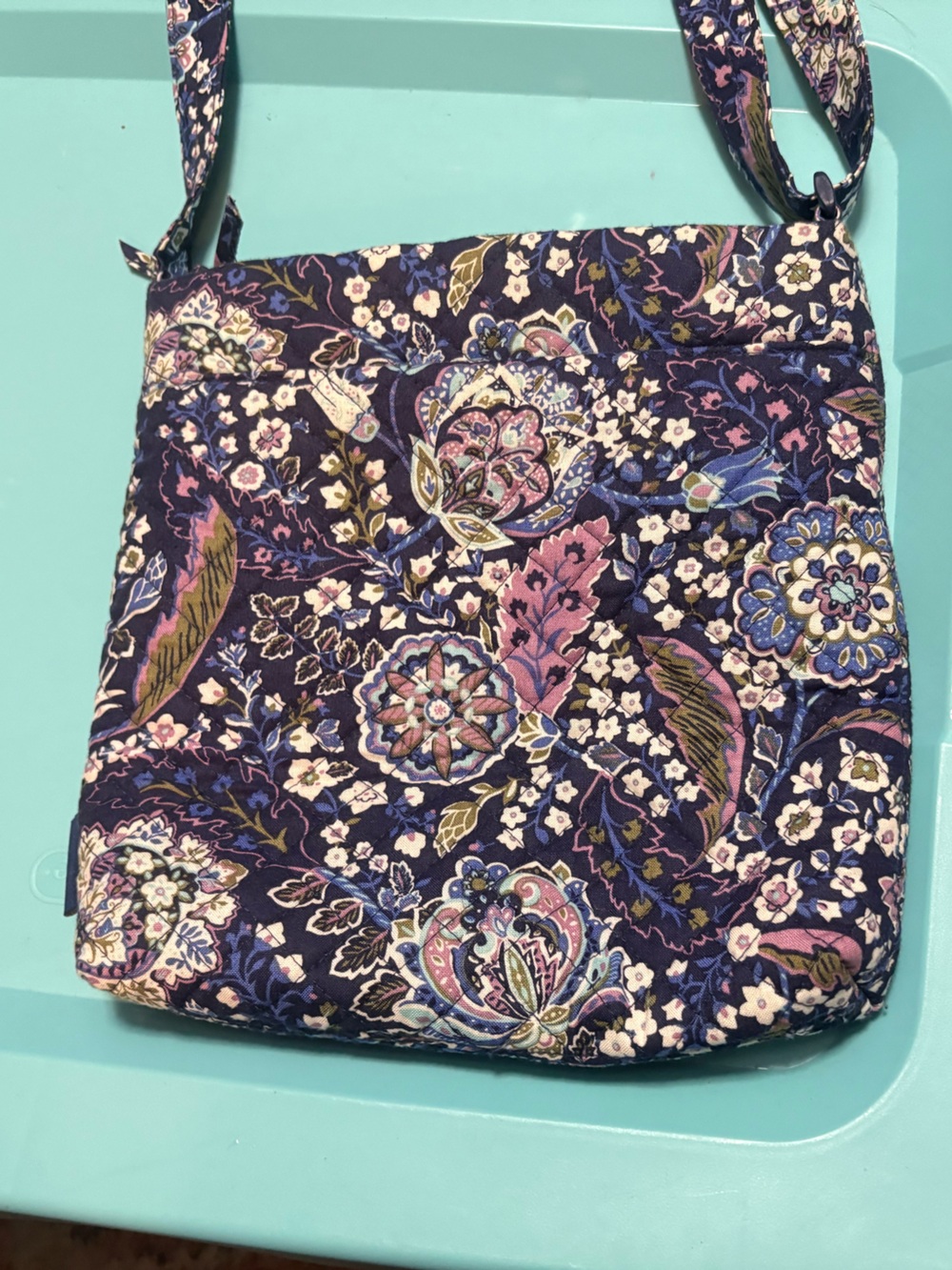 VB Floral Quilted Crossbody Bag - Purple
